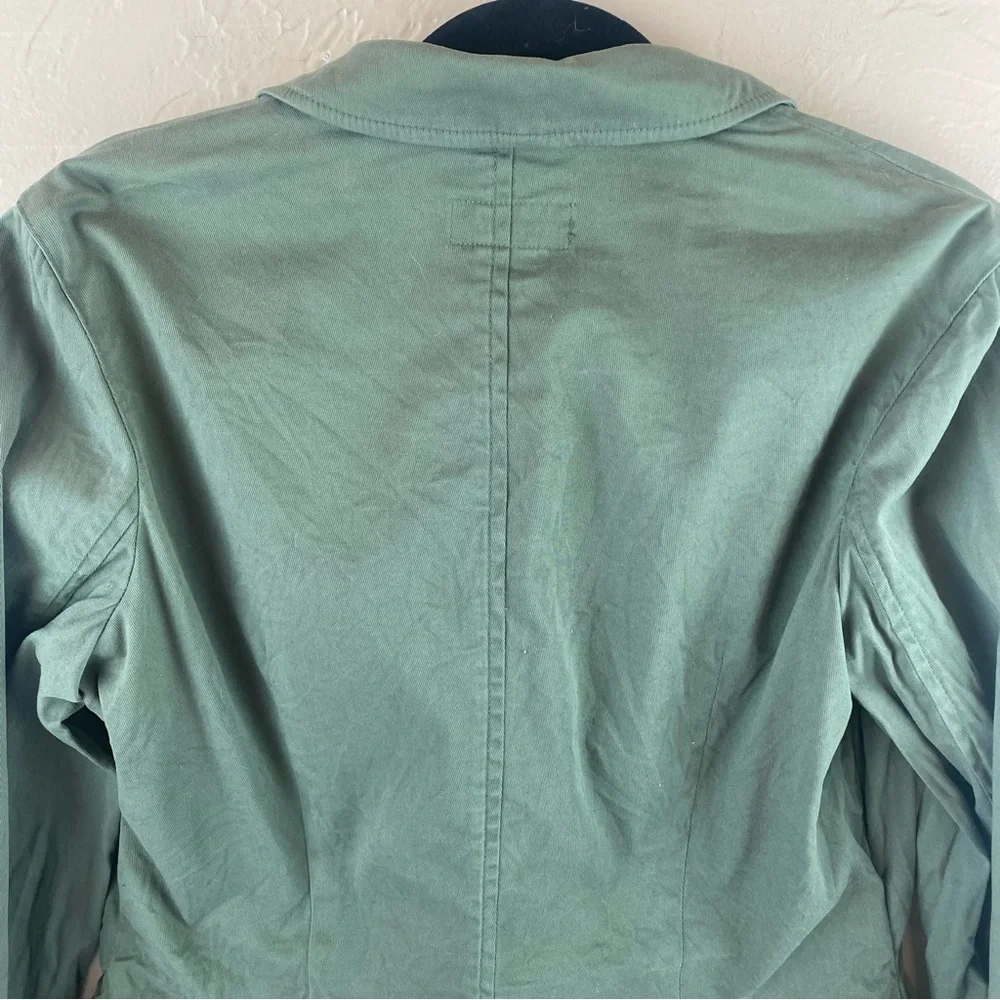 Eddie Bauer Green Blazer Jacket Cotton Button Close Size 12